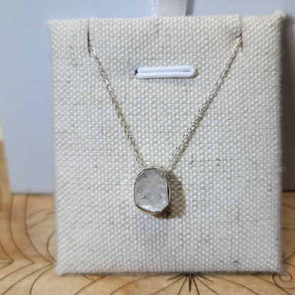 Herkimer Diamond Quartz Pendant | .925 Sterling Silver Chain