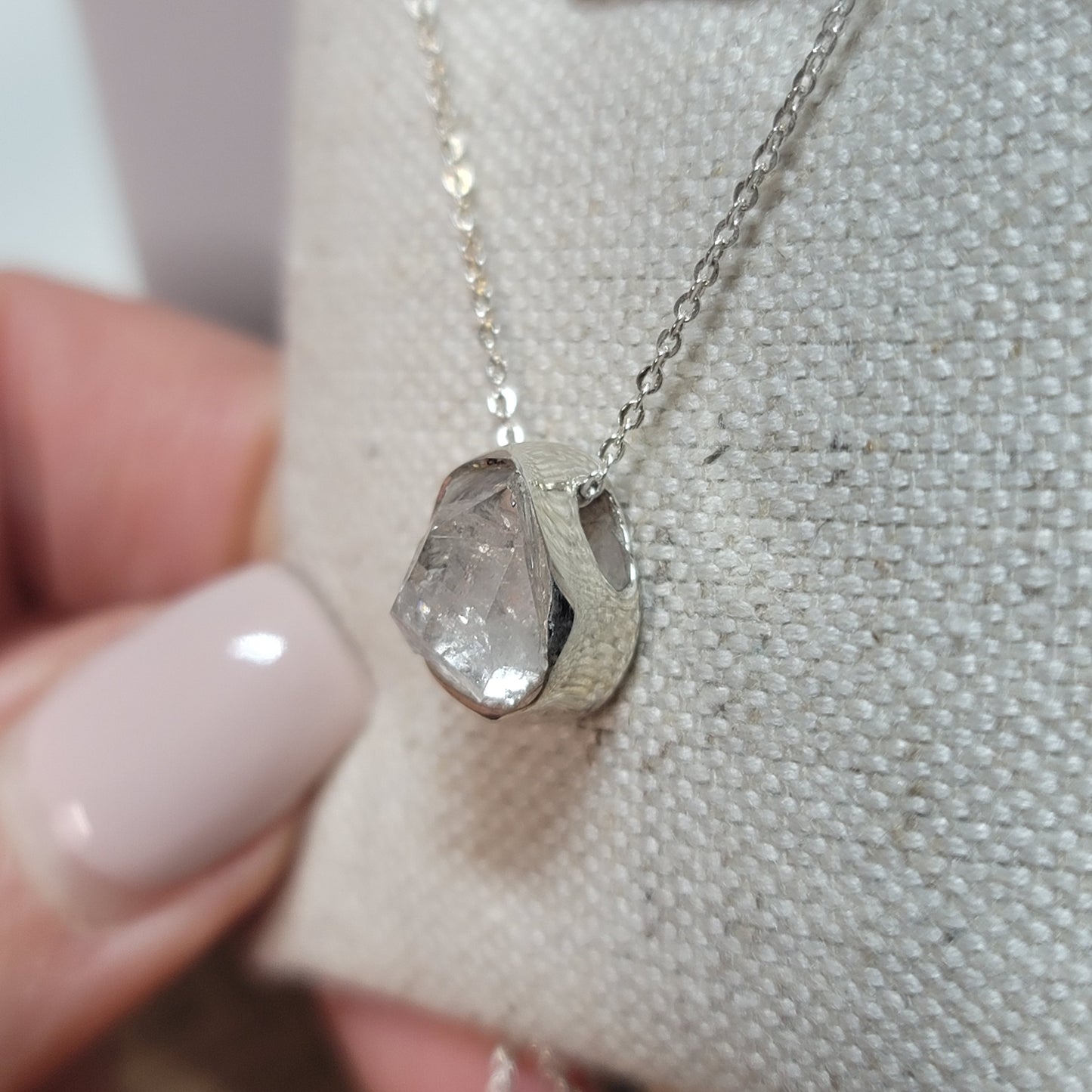Herkimer Diamond Quartz Pendant | .925 Sterling Silver Chain