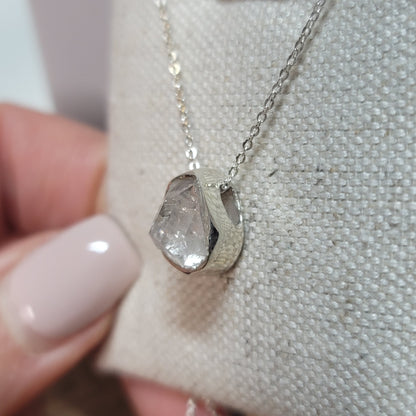 Herkimer Diamond Quartz Pendant | .925 Sterling Silver Chain