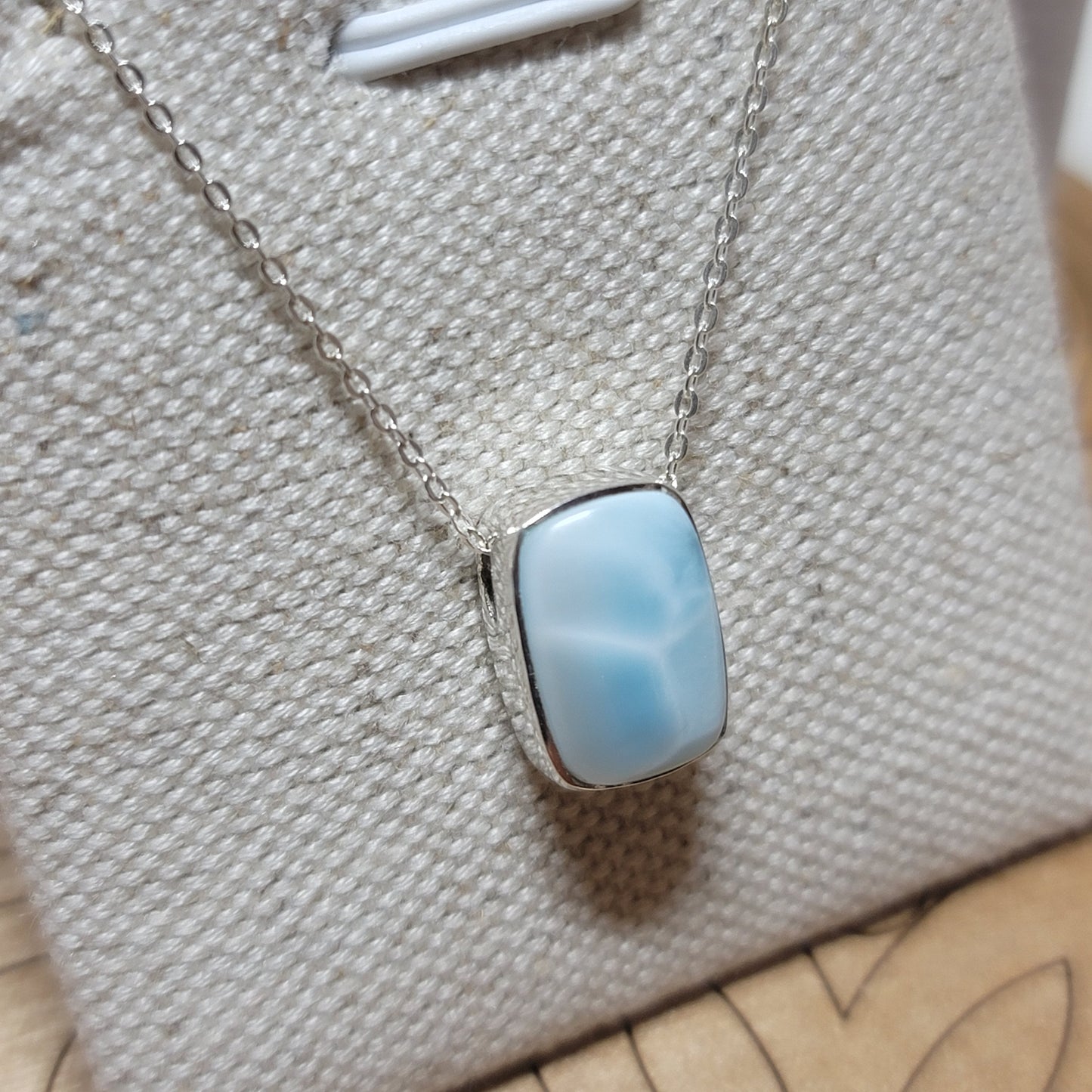 Larimar Polished Pendant 003| .925 Sterling Silver Chain