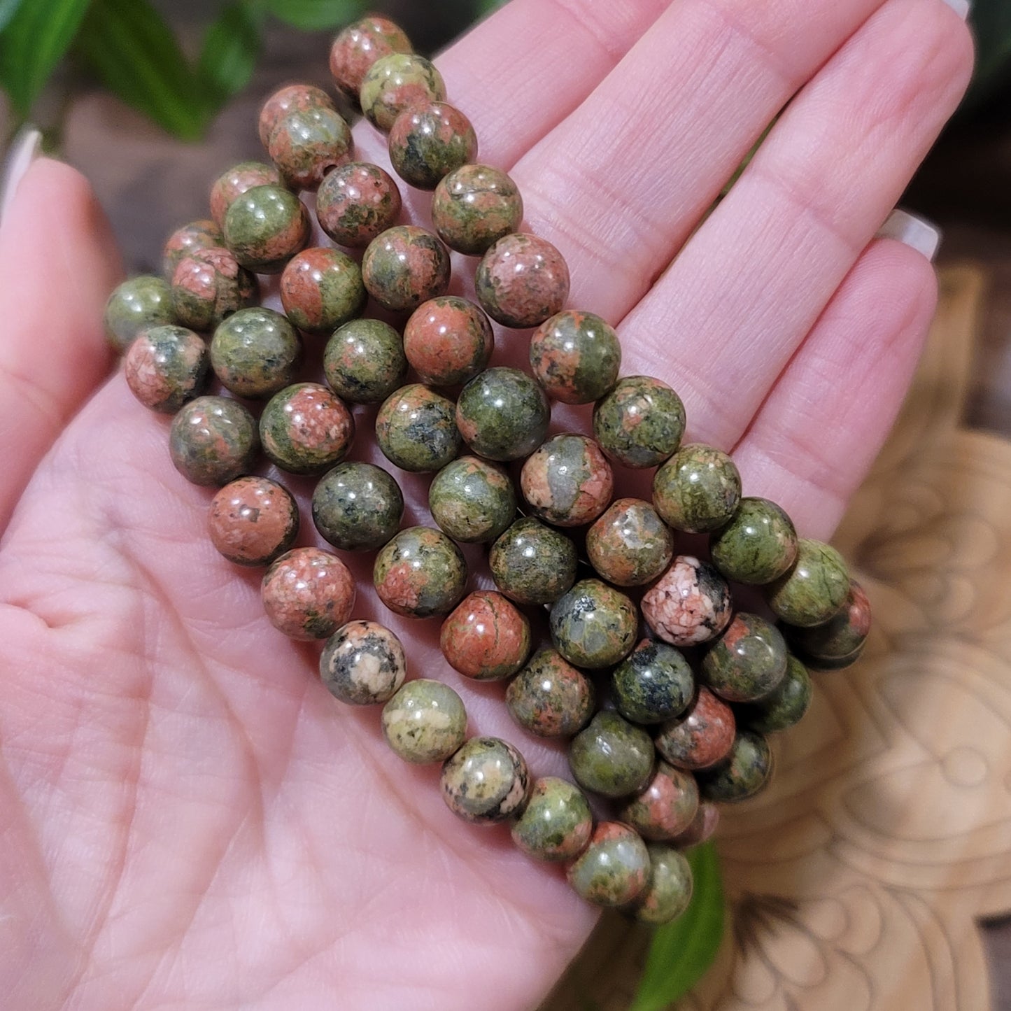 Unakite Bracelet - 8mm Beads - emotional healing, spiritual growth, grounding