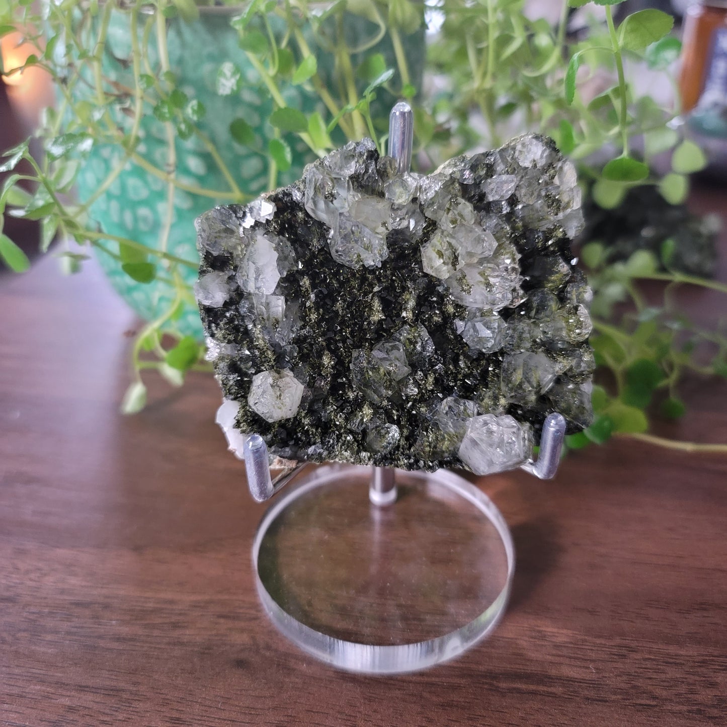 Crystal Display Stand - Silver & Acrylic