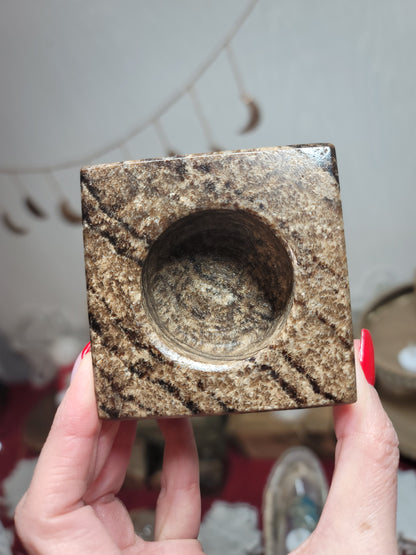 Chocolate Onyx Candle Holder / Sphere Holder | 002