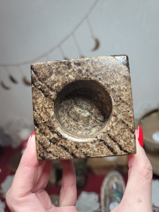 Chocolate Onyx Candle Holder / Sphere Holder | 002