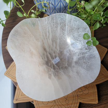 Hand-Carved Mexican Selenite Bowl – Organic Freeform Shape | 001