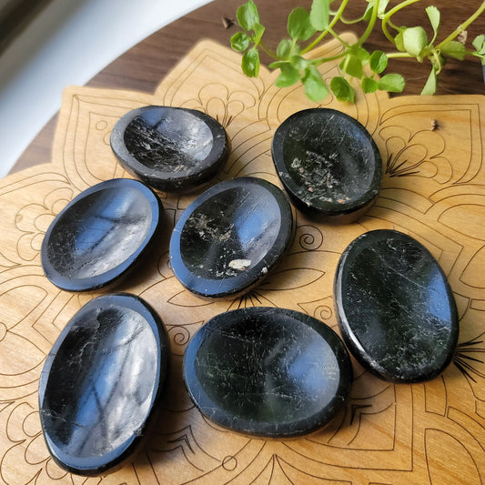 Black Tourmaline Worry Stone|| protect, ground, shield
