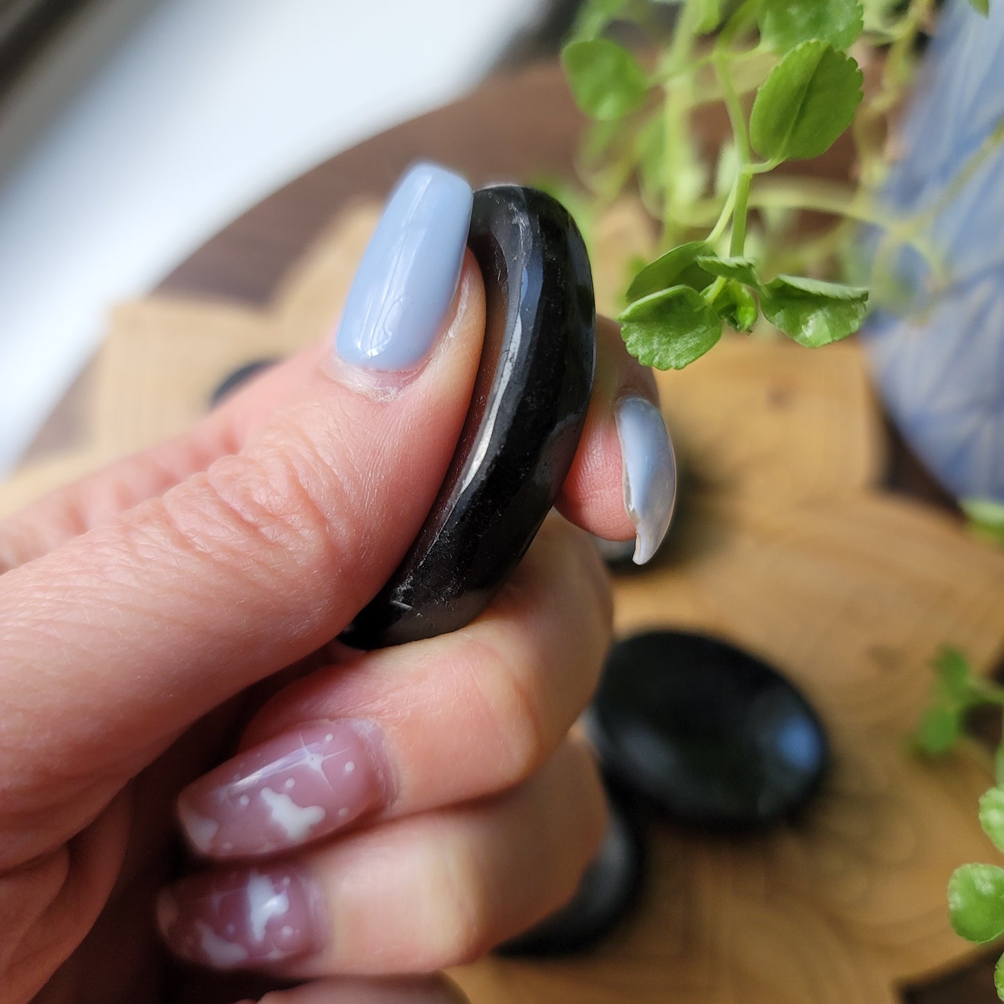 Black Tourmaline Worry Stone|| protect, ground, shield