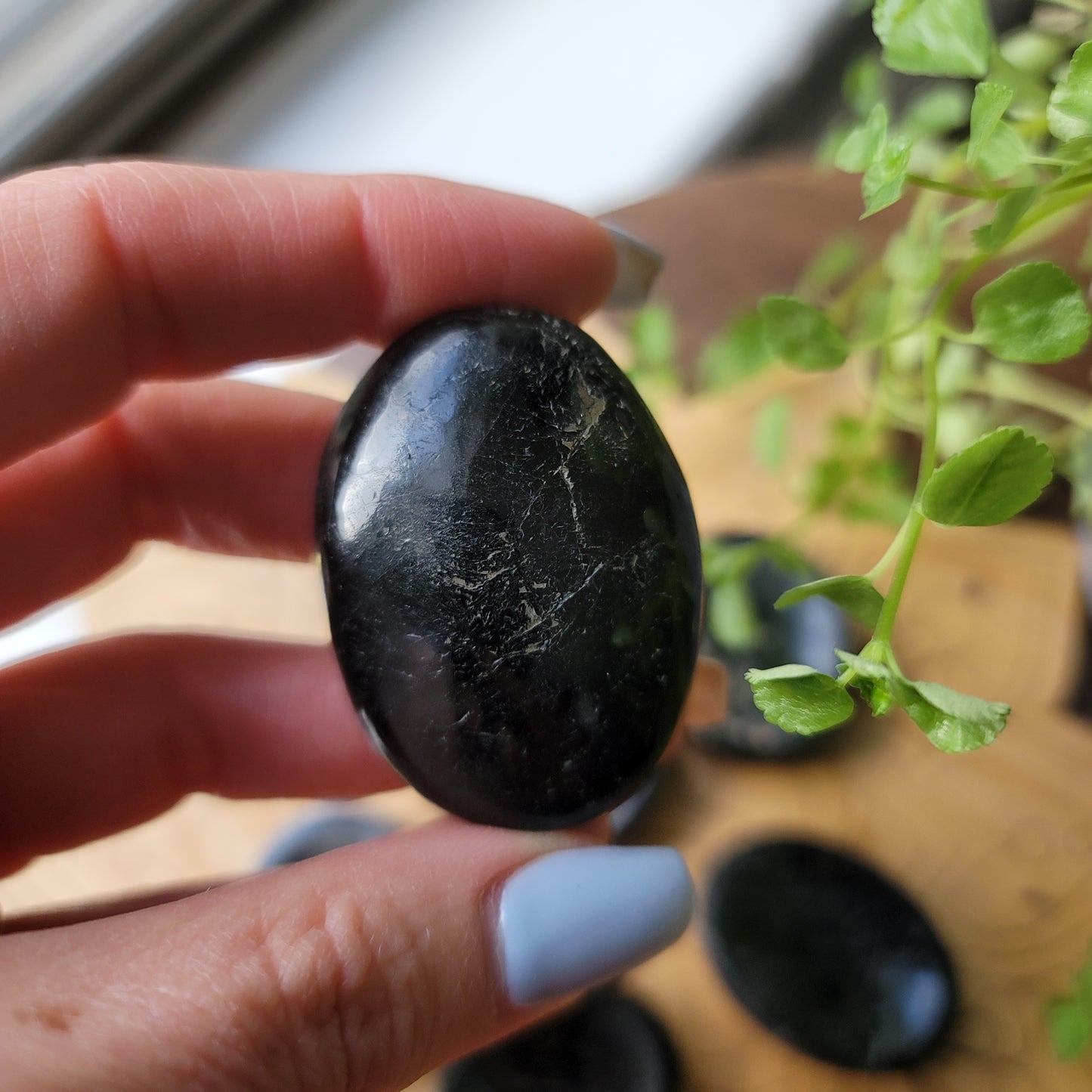 Black Tourmaline Worry Stone|| protect, ground, shield