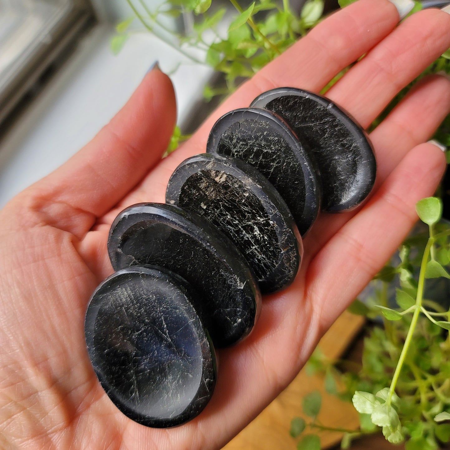 Black Tourmaline Worry Stone|| protect, ground, shield