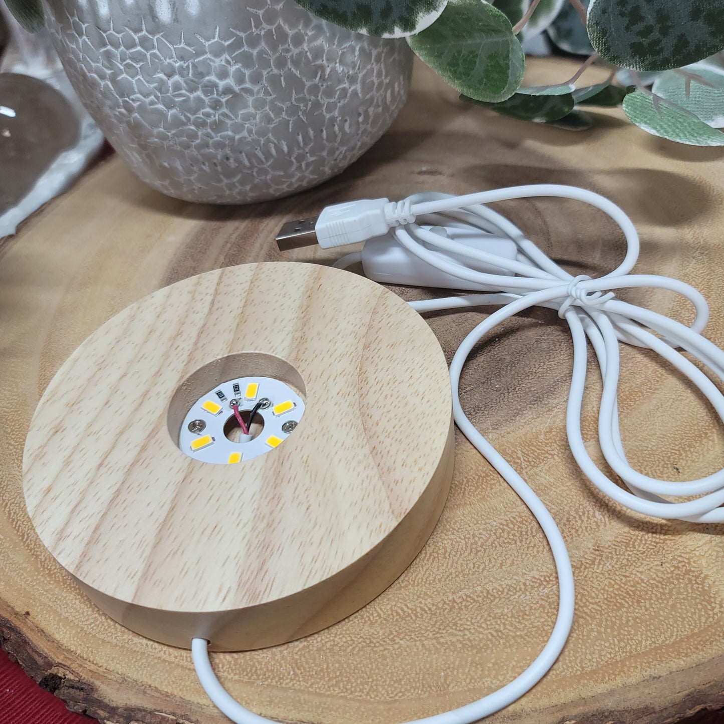 Mexican Onyx Snowman Lamp with USB LED Wooden Base & Knit Scarf |002