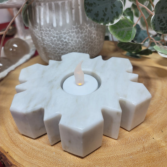 Mexican Marble Snowflake Candle & Sphere Holder | 001