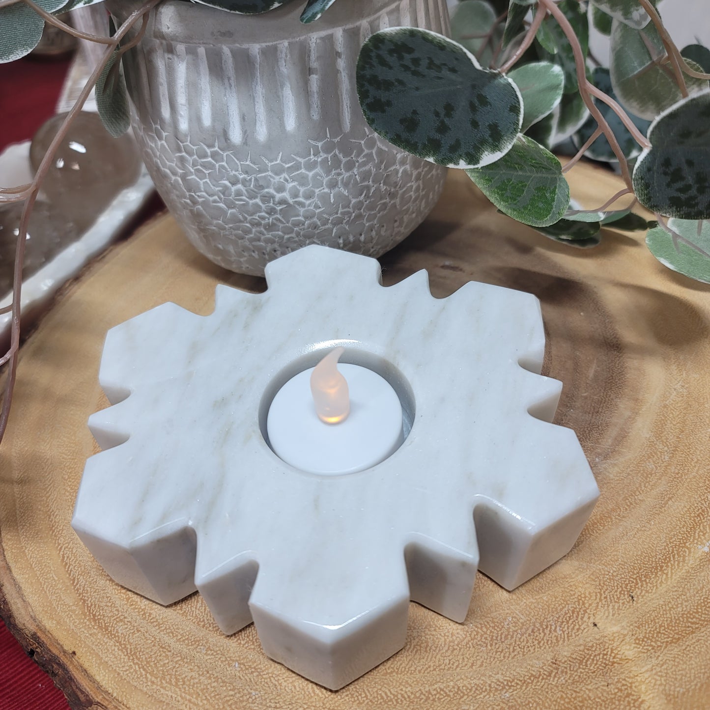 Mexican Marble Snowflake Candle & Sphere Holder | 001