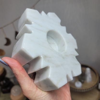 Mexican Marble Snowflake Candle & Sphere Holder | 001
