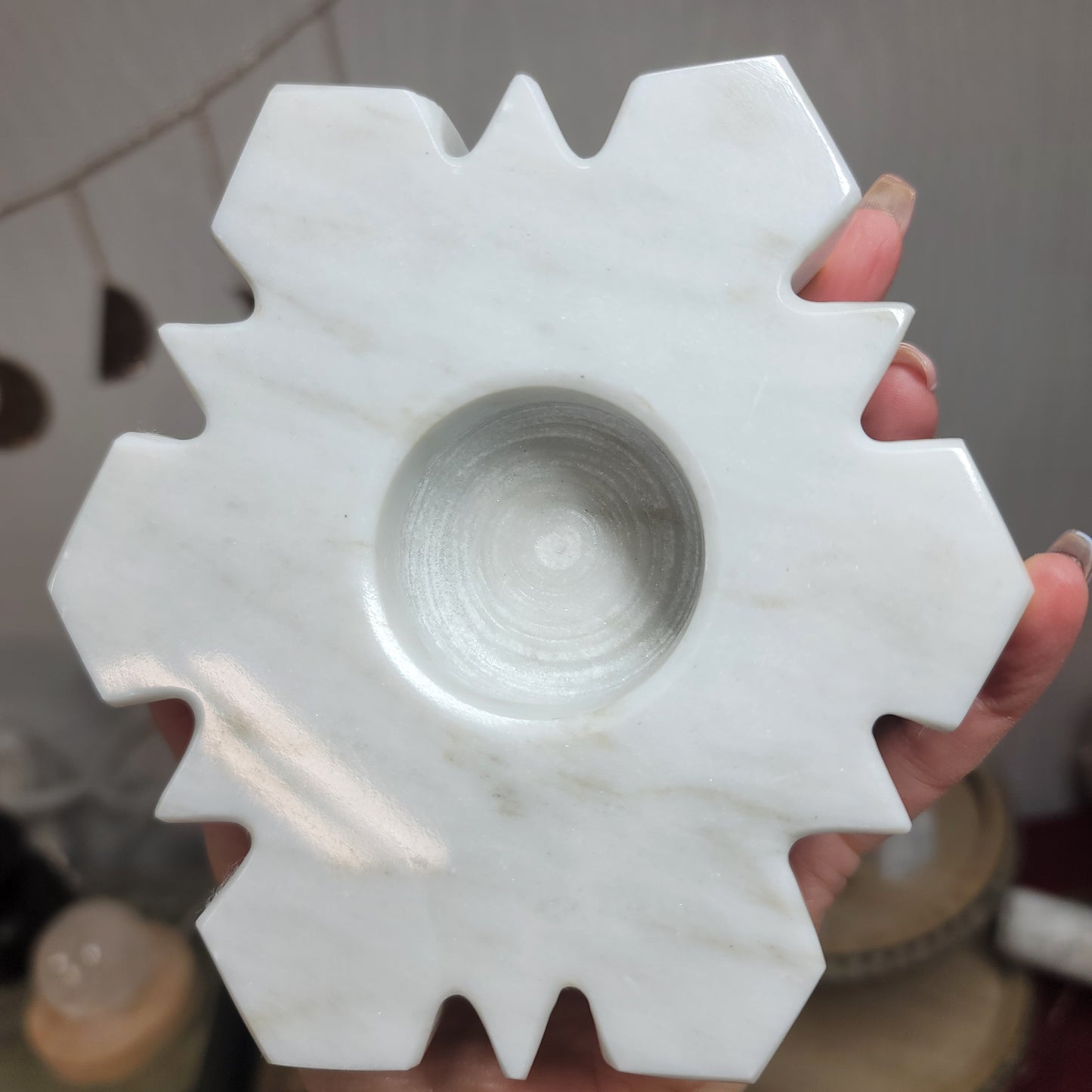 Mexican Marble Snowflake Candle & Sphere Holder | 001