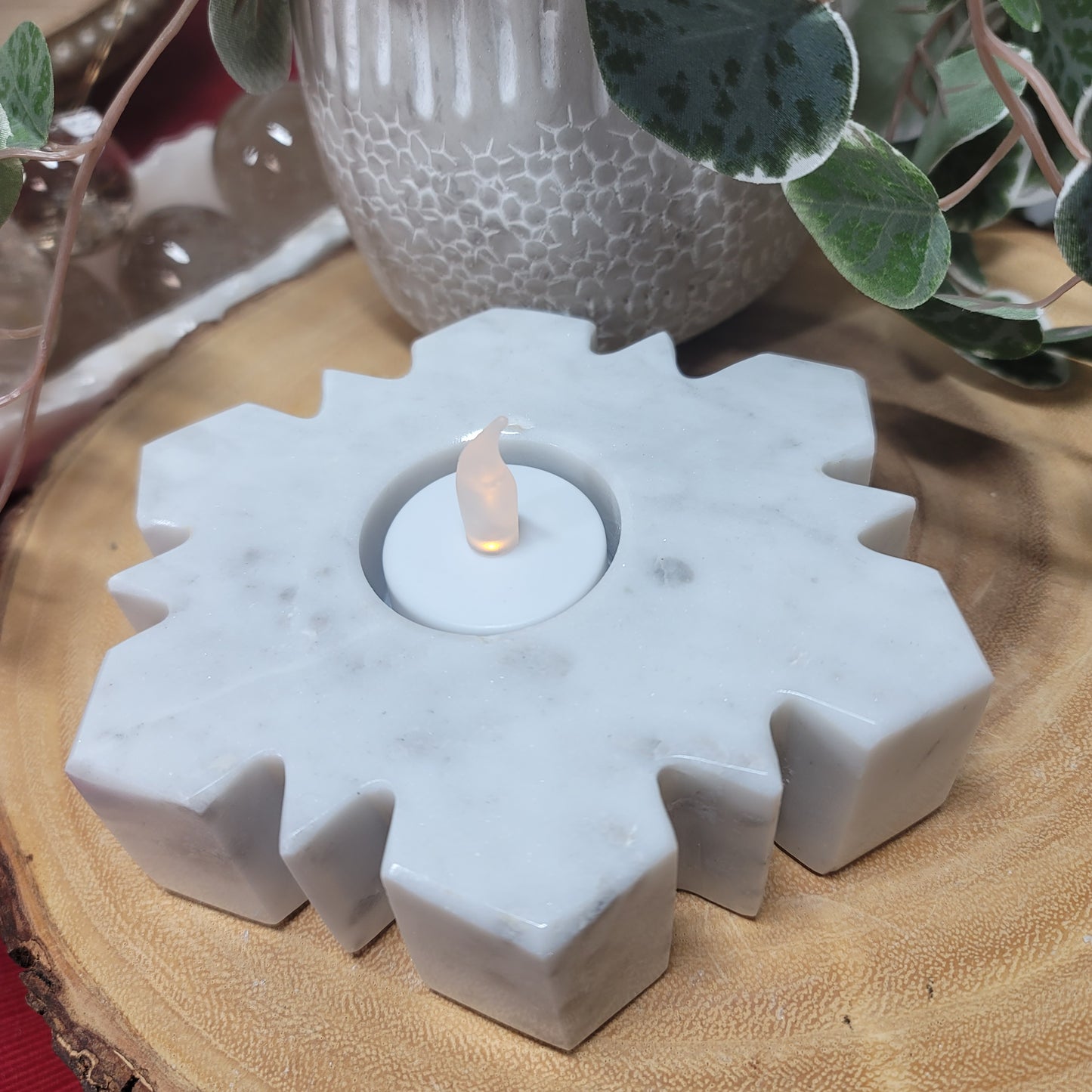 Mexican Marble Snowflake Candle & Sphere Holder | 002