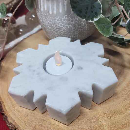 Mexican Marble Snowflake Candle & Sphere Holder | 002