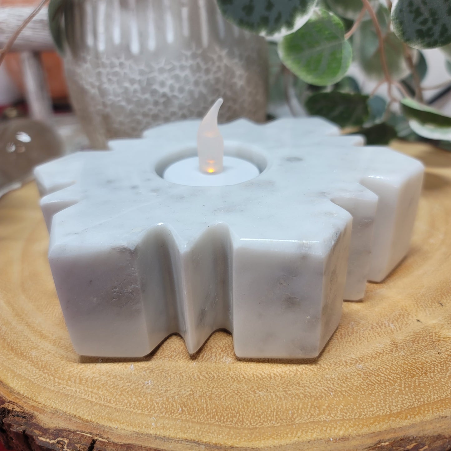 Mexican Marble Snowflake Candle & Sphere Holder | 002