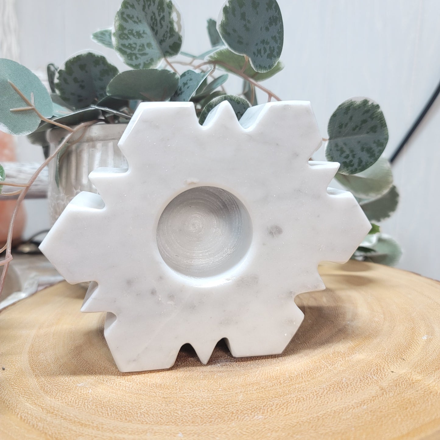 Mexican Marble Snowflake Candle & Sphere Holder | 002