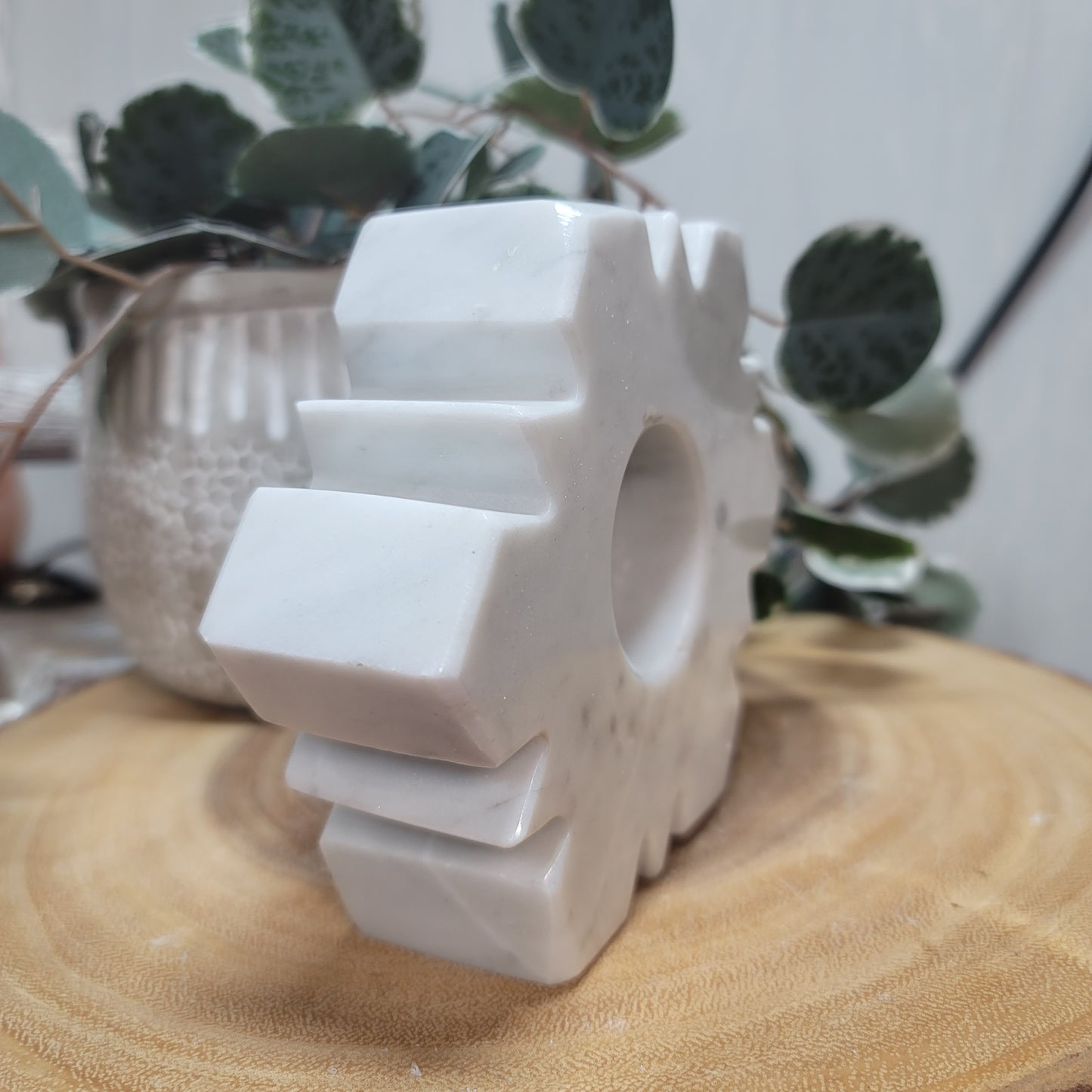 Mexican Marble Snowflake Candle & Sphere Holder | 002
