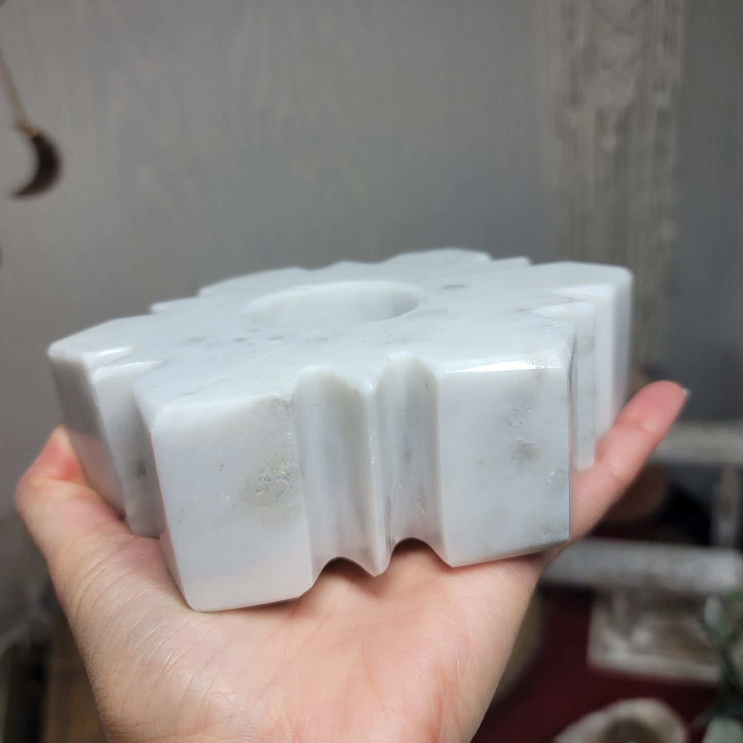 Mexican Marble Snowflake Candle & Sphere Holder | 002