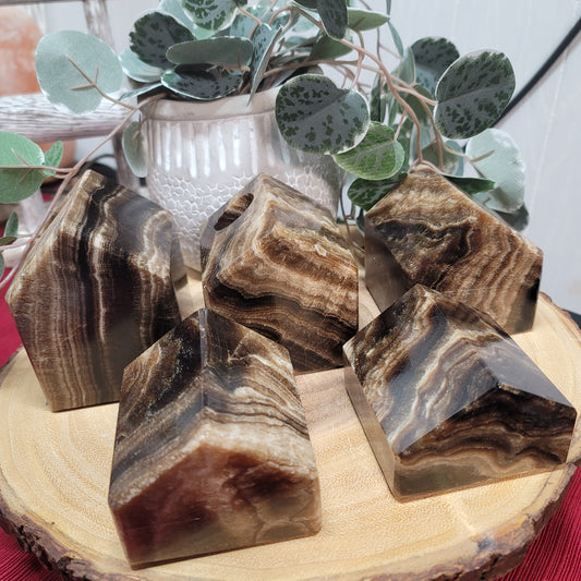 Mexican Chocolate Onyx Village – Set of 5 Hand-Carved Houses