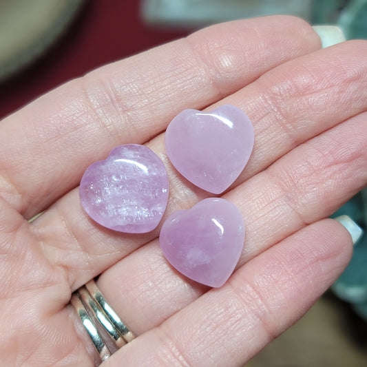 Set of 3 Mini Kunzite Hearts – Stones of Love & Serenity