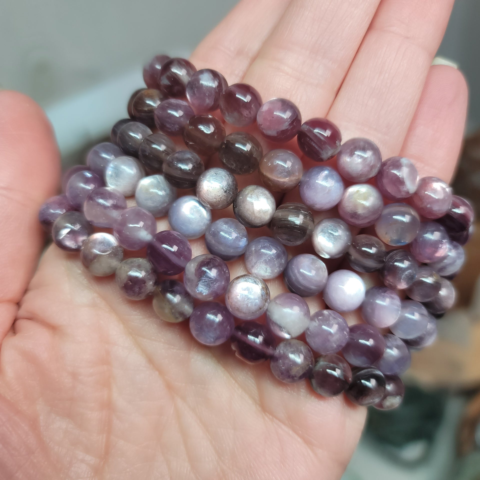 Gem Lepidolite Bracelet – 6mm Beads Calm • Transition • Emotional Healing