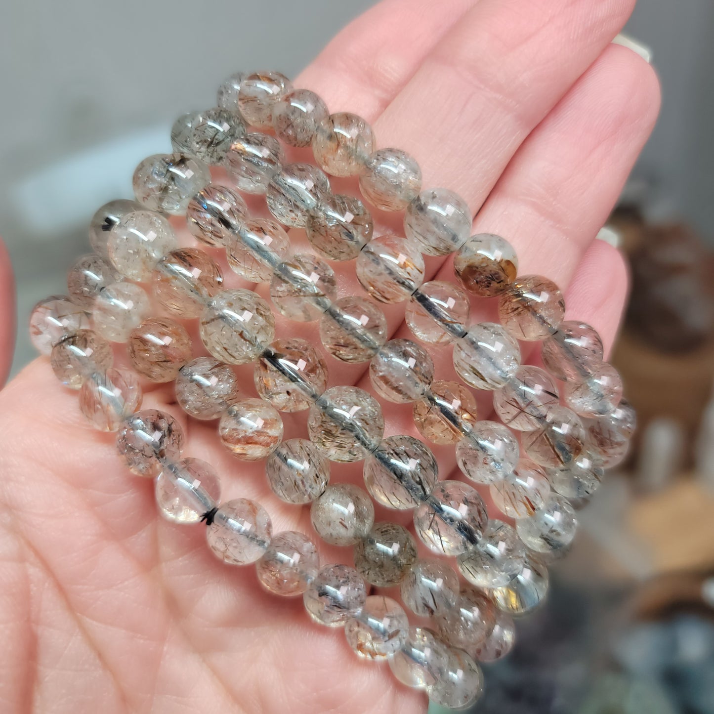 Golden Rutile in Quartz Bracelet – 6mm Beads |Manifestation • Clarity • Solar Energy