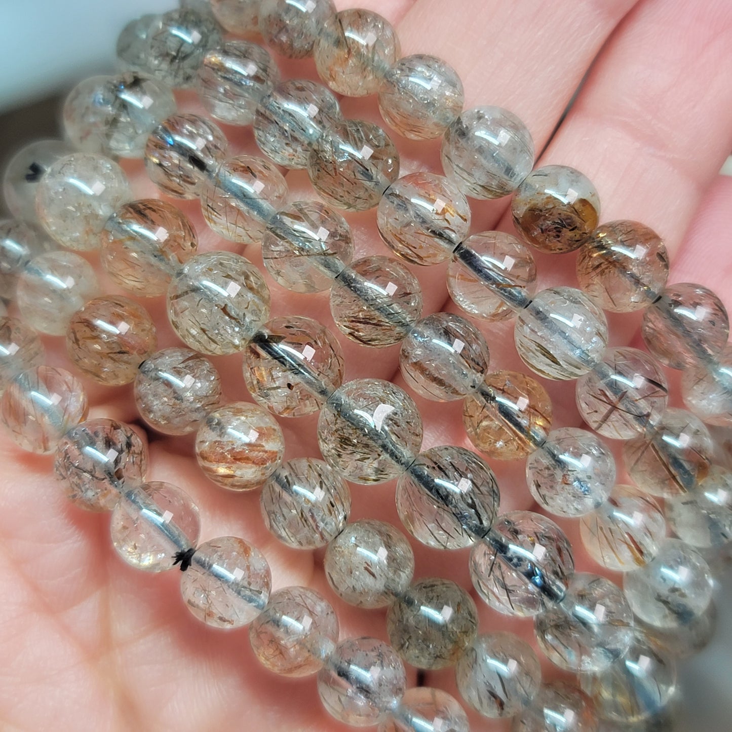 Golden Rutile in Quartz Bracelet – 6mm Beads |Manifestation • Clarity • Solar Energy