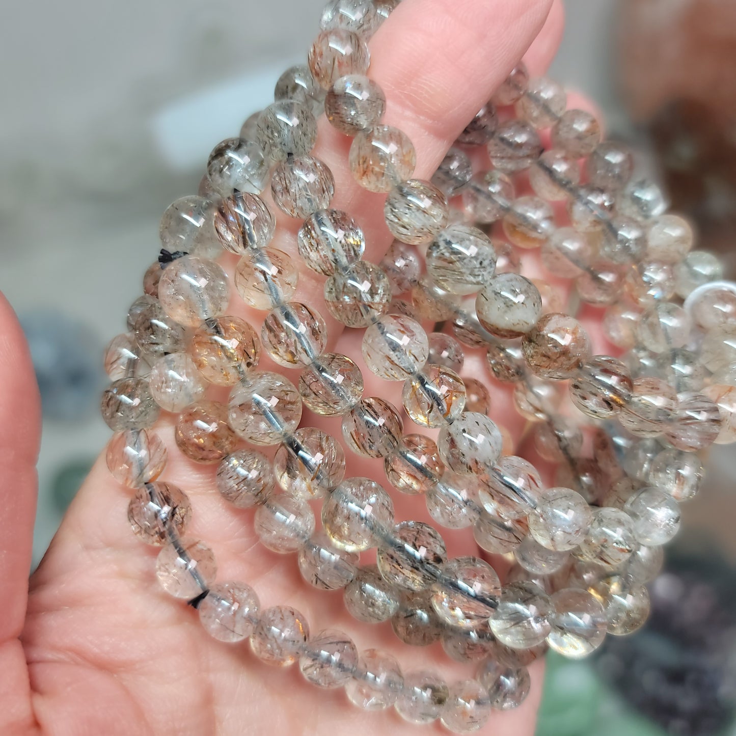 Golden Rutile in Quartz Bracelet – 6mm Beads |Manifestation • Clarity • Solar Energy
