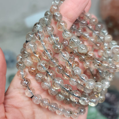 Golden Rutile in Quartz Bracelet – 6mm Beads |Manifestation • Clarity • Solar Energy
