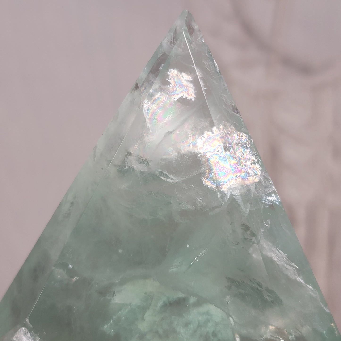 Green Fluorite Diamond on Gold Stand | Healing Stone for Clarity & Focus