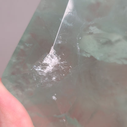 Green Fluorite Diamond on Gold Stand | Healing Stone for Clarity & Focus