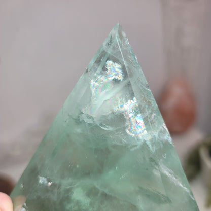 Green Fluorite Diamond on Gold Stand | Healing Stone for Clarity & Focus