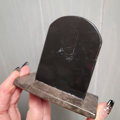 Black Marble Tombstone | Grounding & Protective Stone | Witchy Halloween Home Décor