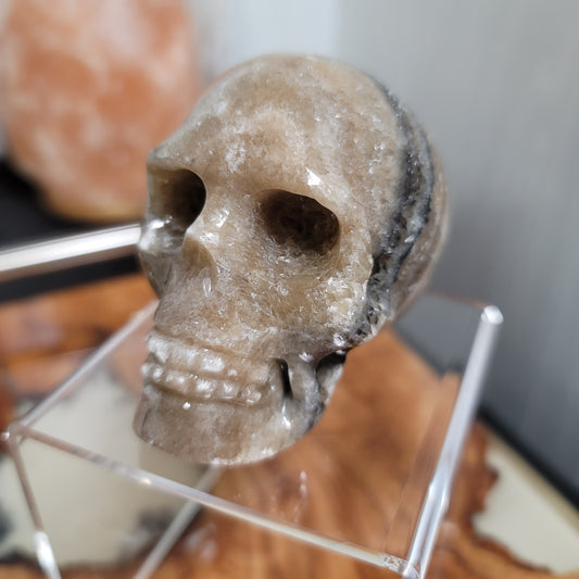 Mexican Banded Calcite Skull | Healing Stone for Wisdom & Grounding | Hand-Carved Crystal Skull