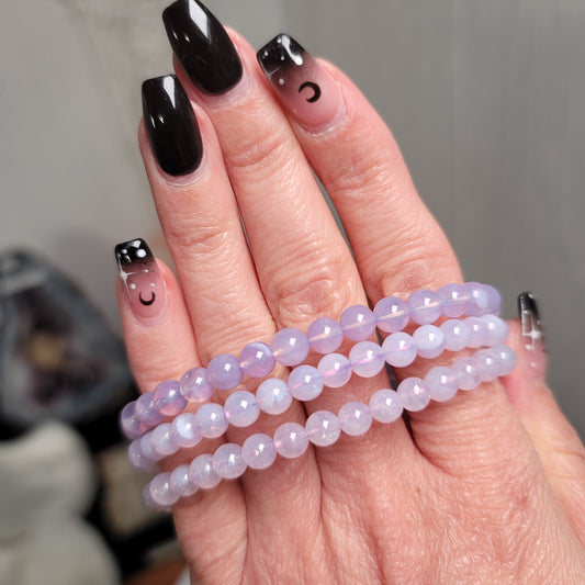 Lavender Moon Quartz Bracelet – 6mm Beads | Tranquility • Intuition • Emotional Clarity