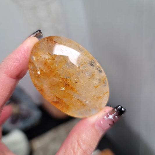 Golden Healer Quartz Palmstone | Healing • Alignment • Spiritual Expansion | 01