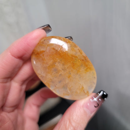 Golden Healer Quartz Palmstone | Healing • Alignment • Spiritual Expansion | 01