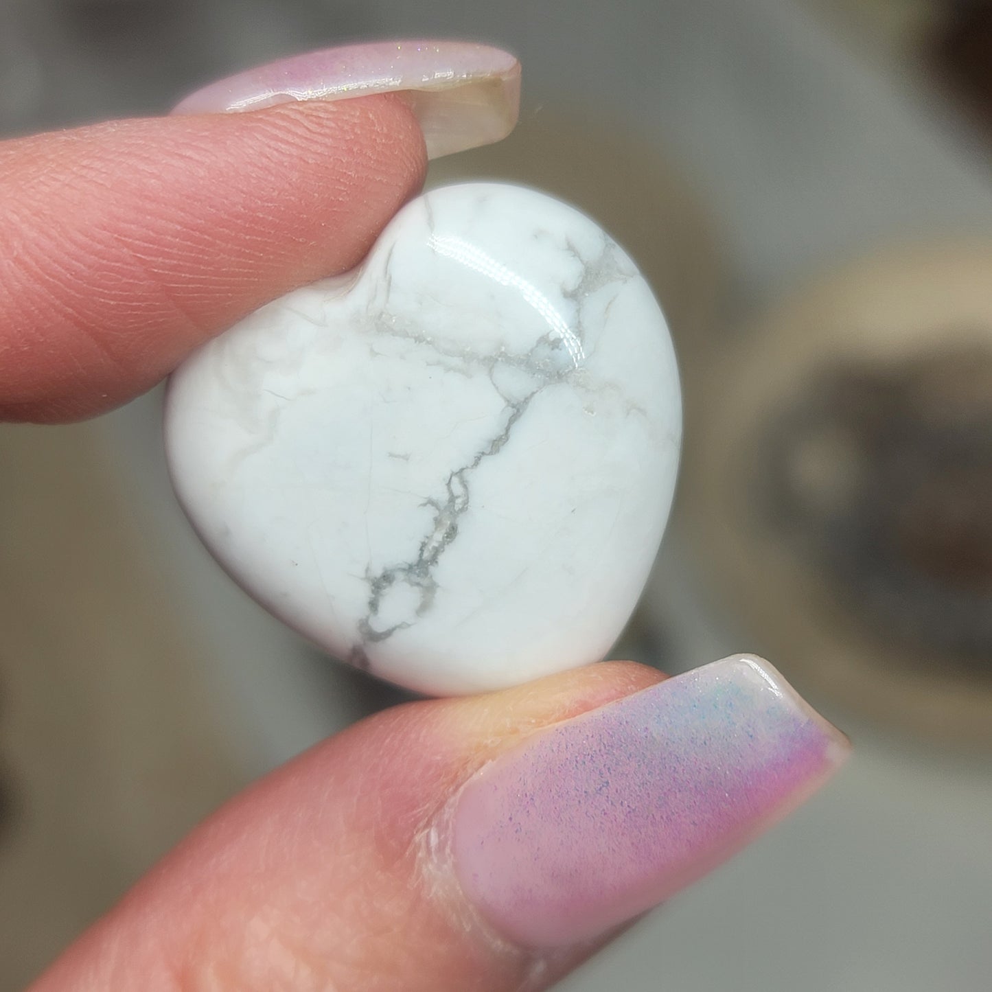 White Howlite Mini Heart | Calming, Patience, Stress Relief