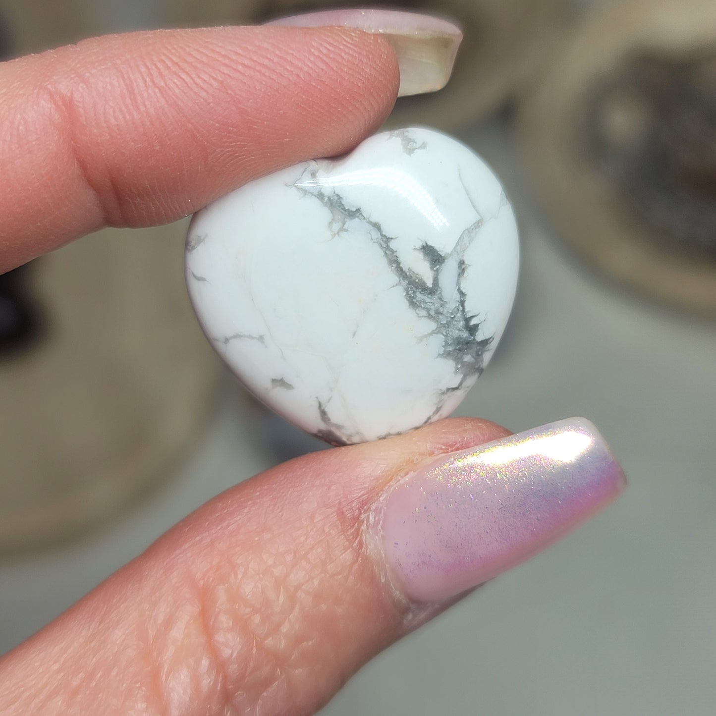 White Howlite Mini Heart | Calming, Patience, Stress Relief