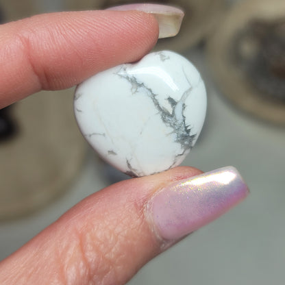 White Howlite Mini Heart | Calming, Patience, Stress Relief