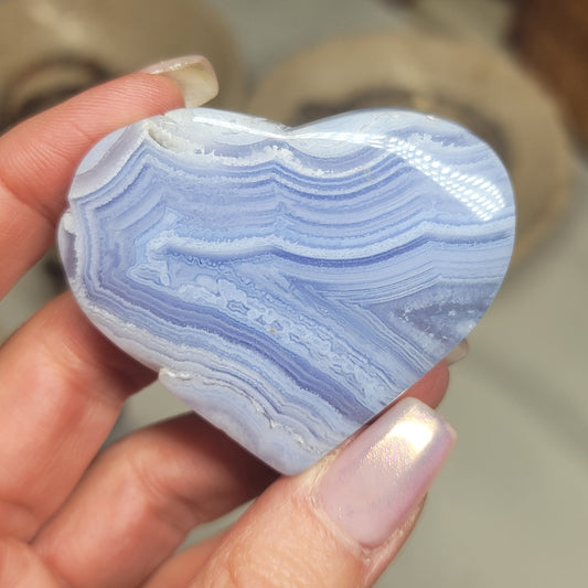 Blue Lace Agate Heart | Peaceful Communication & Emotional Calm