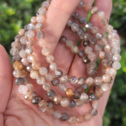 Faceted Sunstone + Moonstone Bracelet - 4mm | Intuition, Confidence, Flow