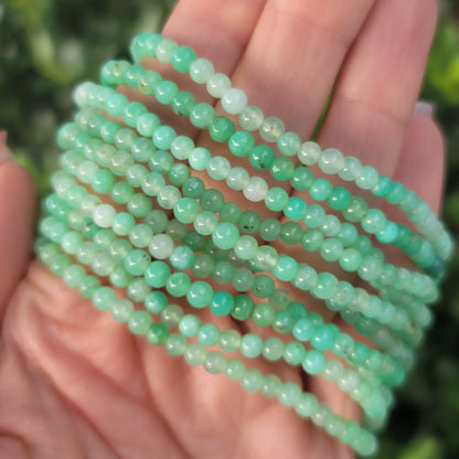 Chrysoprase Beaded Bracelet - 4mm | Optimism, Joy, Growth