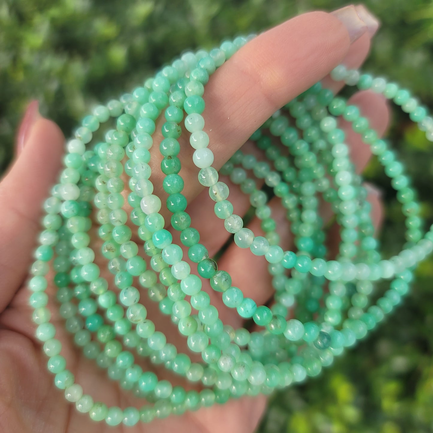 Chrysoprase Beaded Bracelet - 4mm | Optimism, Joy, Growth