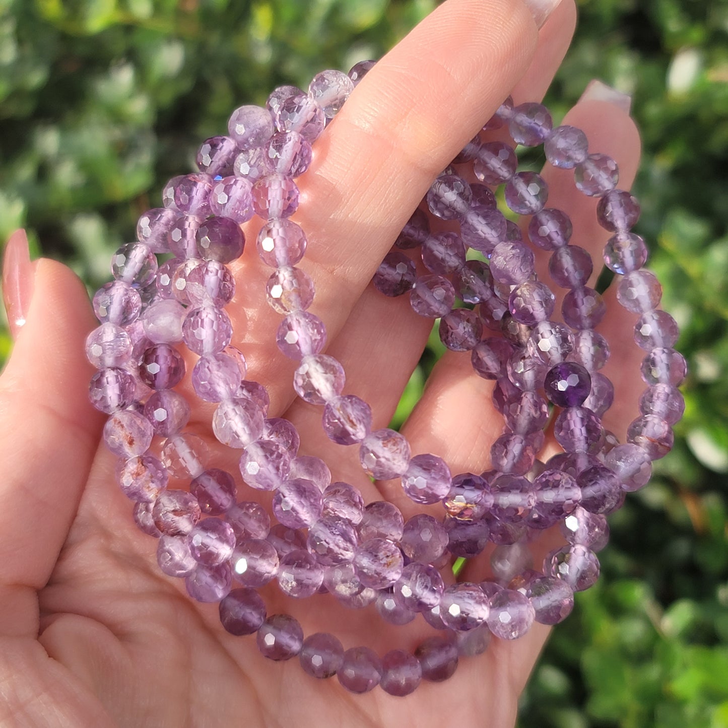 Faceted Amethyst Beaded Bracelet - 6mm | Intuition, Peace, Clarity