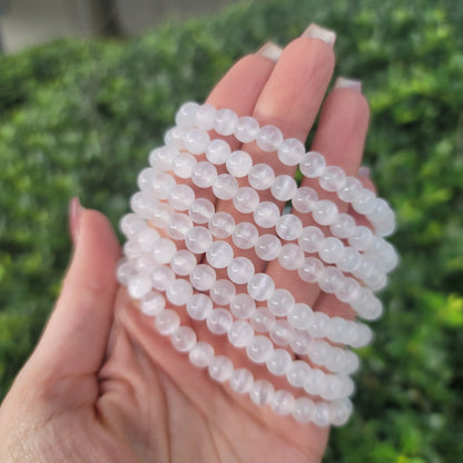Selenite Beaded Bracelet - 6mm | Cleansing, Peace, Renewal