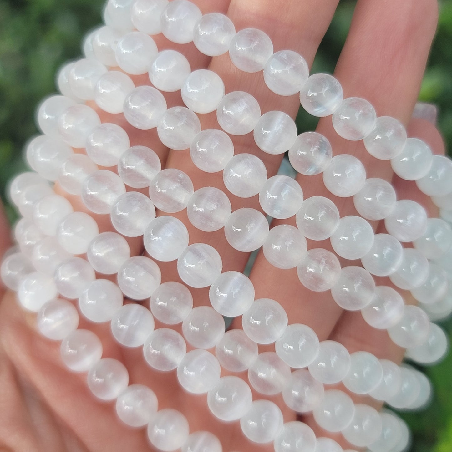 Selenite Beaded Bracelet - 6mm | Cleansing, Peace, Renewal