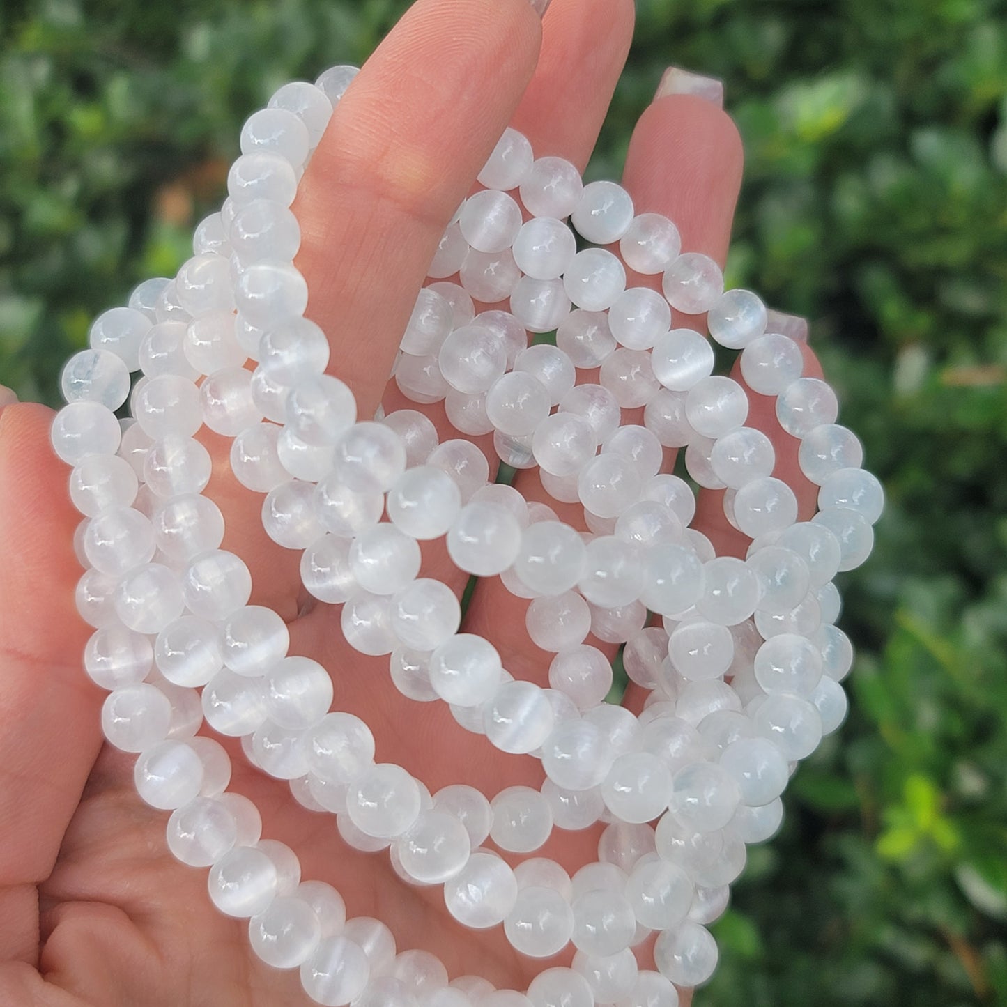 Selenite Beaded Bracelet - 6mm | Cleansing, Peace, Renewal